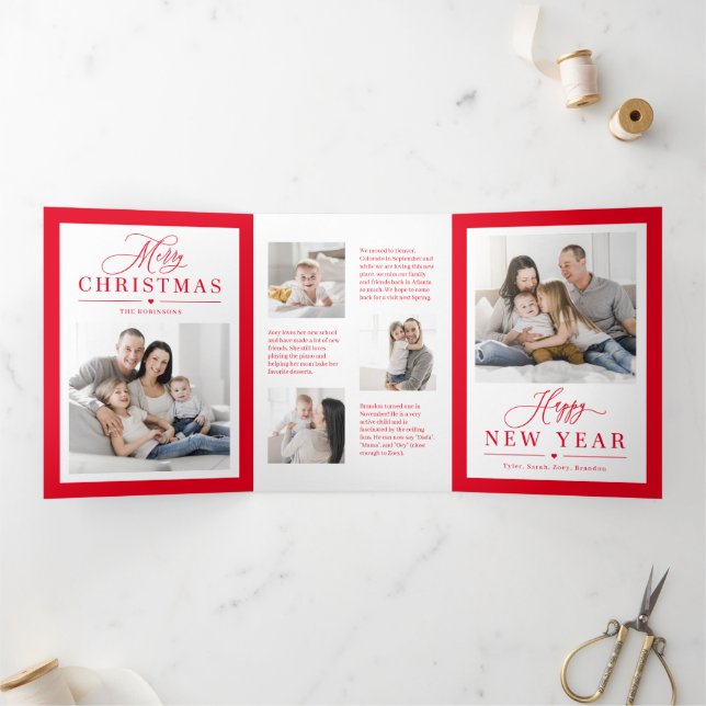 Classic Frame EDITABLE COLOR Trifold Holiday Card (Inside)