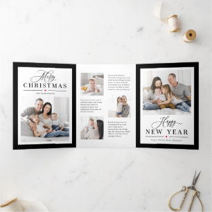 Classic Frame EDITABLE COLOR Trifold Holiday Card