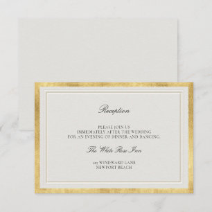 Classic Frame Faux Gold Ecru Wedding Reception Enclosure Card