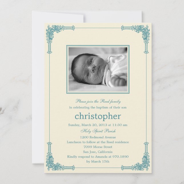 Classic Frame Photo Baptism/Christening Invitation (Front)