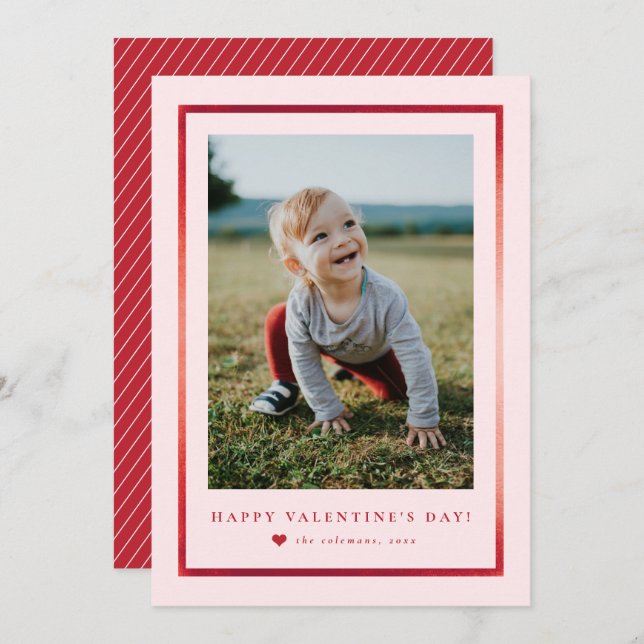 Classic Frame Portrait Photo Valentine's Day Card (Front/Back)