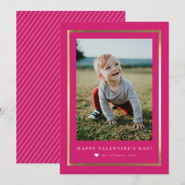 Classic Frame Portrait Photo Valentine's Day  Note Card (Front/Back)