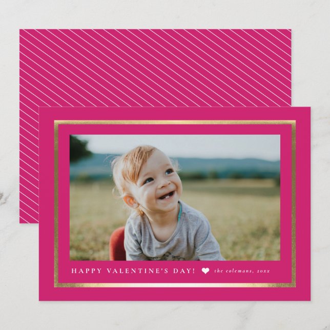 Classic Frame Portrait Photo Valentine's Day Note  Card (Front/Back)