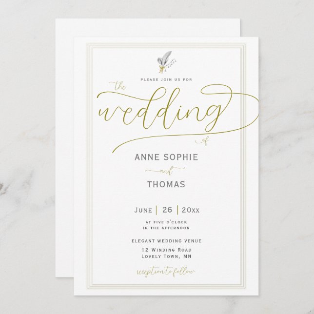 Classic Frame Spring Lily of Valley Floral Wedding Invitation (Front/Back)