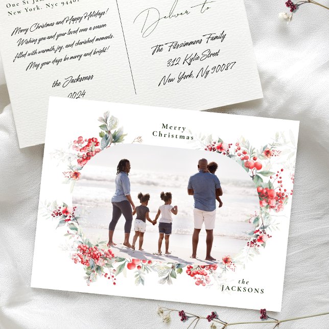 classic frame wreaths photo christmas holiday postcard (Creator Uploaded)