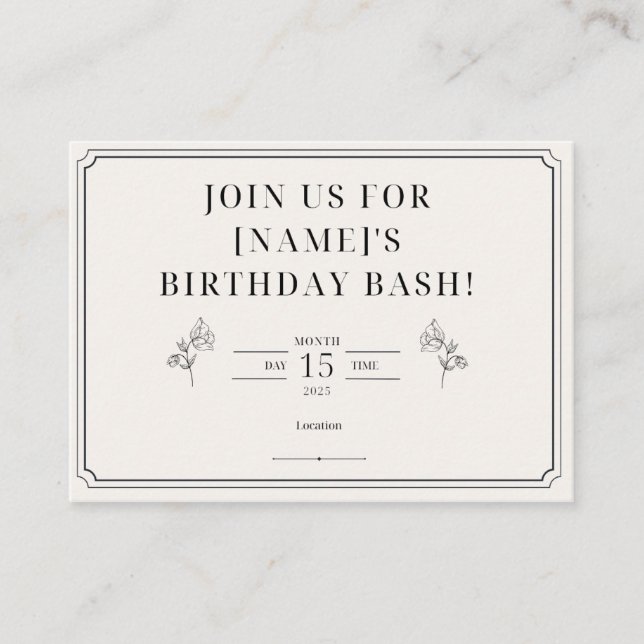 Classic Framed Birthday Invitation Card (Front)