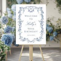 Classic French Blue 90th Birthday Party Welcome