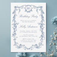Classic French Blue Floral 60th Birthday Party