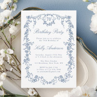 Classic French Blue Floral 70th Birthday Party