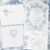 Classic French Blue Flowers & Ribbons Wedding