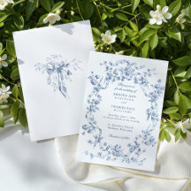 Classic French Blue Flowers & Ribbons Wedding