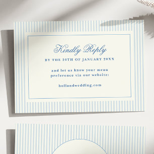 Classic French Blue Stripes RSVP Online Website Card