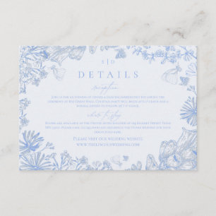 Classic French Blue White Floral Wedding Enclosure Card