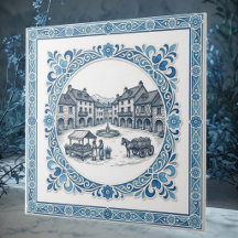 Classic French Cottagecore Toile Blue Botanicals