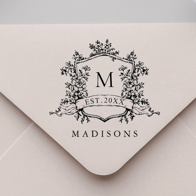 Classic French Floral Crest Monogram Rubber Stamp (Creator Uploaded)