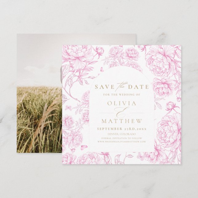 Classic French Floral  Save The Date (Front/Back)