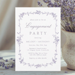 Classic French Lavender Floral Engagement Party  Invitation