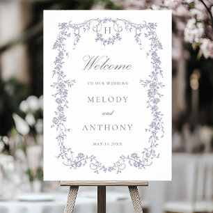 Classic French Lavender Floral Wedding Welcome Poster