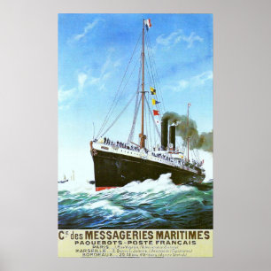 CLASSIC FRENCH MERCHANT STEAMER POSTER