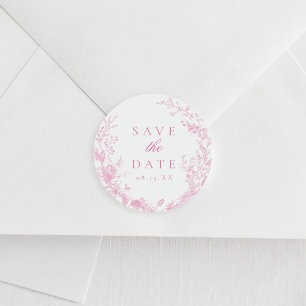 Classic French Pink Wedding Save The Date Classic Round Sticker