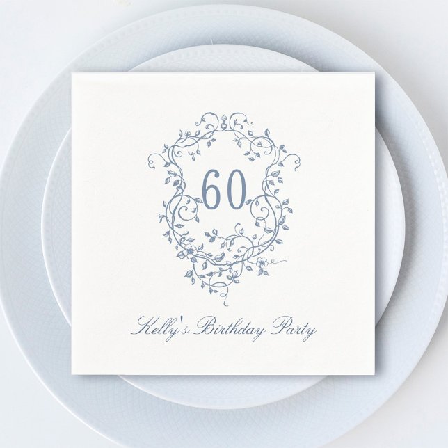 Classic French Victorian Blue 60th Birthday Party Napkin (Creator Uploaded)