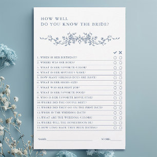 Classic French Victorian Blue Bridal Shower Game 