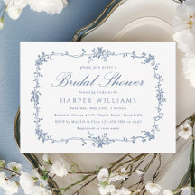 Classic French Victorian Blue Floral Bridal Shower