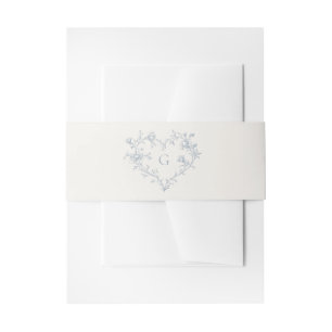 Classic French Victorian Classic Heart Wedding Invitation Belly Band