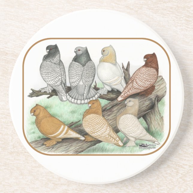 Classic Frill Pigeons Blondinettes Coaster (Front)