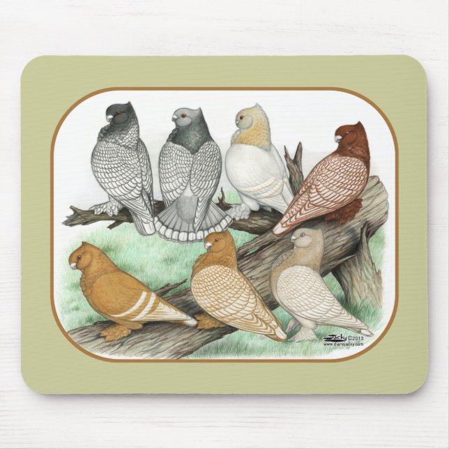 Classic Frill Pigeons Blondinettes Mouse Pad (Front)