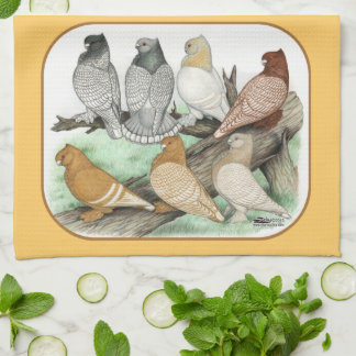 Classic Frill Pigeons Blondinettes Tea Towel