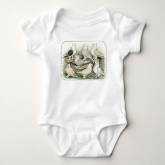 Classic Frill Pigeons Satinettes Baby Bodysuit