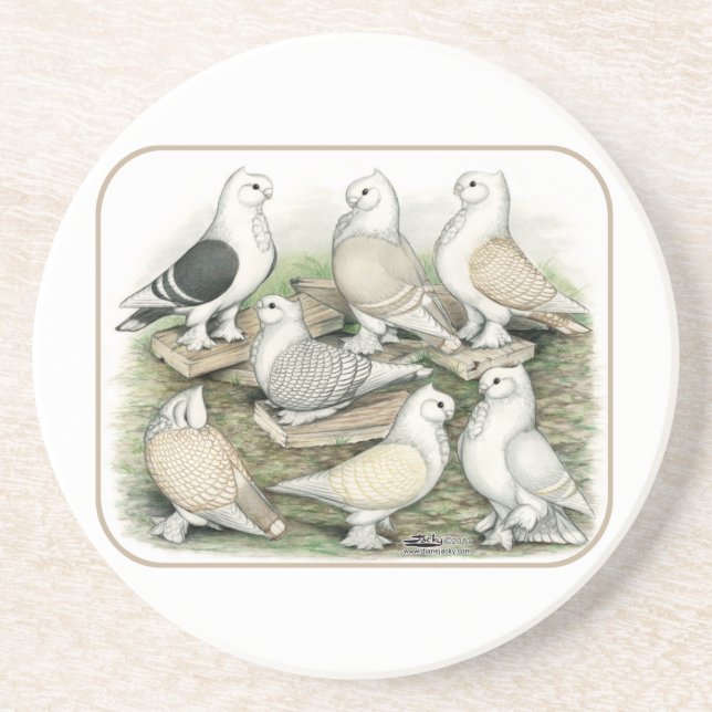 Classic Frill Pigeons Satinettes Coaster (Front)