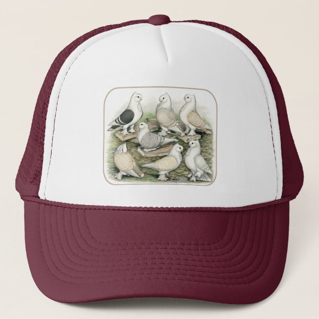 Classic Frill Pigeons Satinettes Trucker Hat (Front)