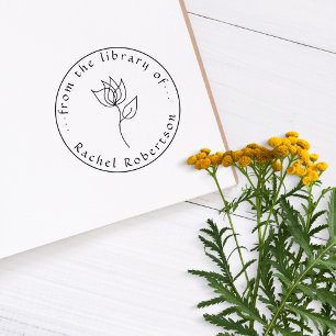 Classic From The LIbrary of Flowery Custom Book Rubber Stamp