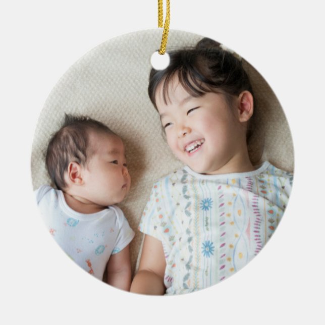 Classic Full Photo Christmas Holiday Ornament (Front)