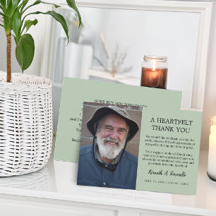 Classic Funeral Heartfelt Photo Thank You Card