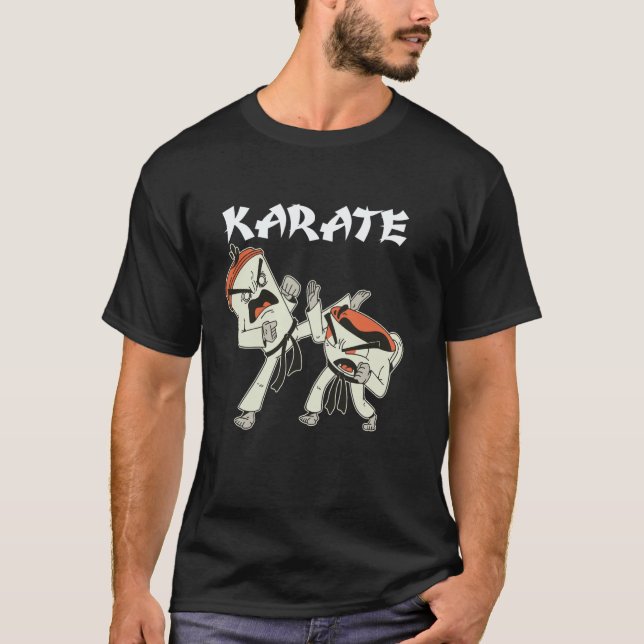 Classic Funny Karate Fighting Tea Cups T-Shirt (Front)