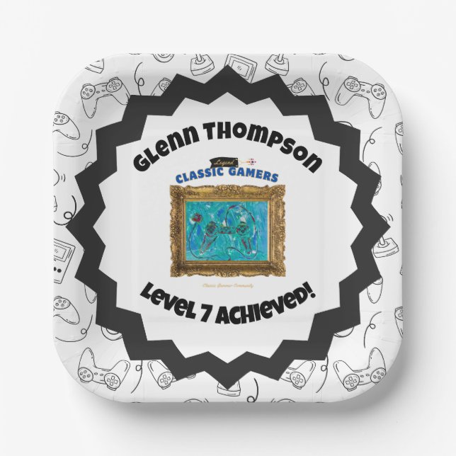 Classic Gamers Birthday Party Cool Play Plates (Front)