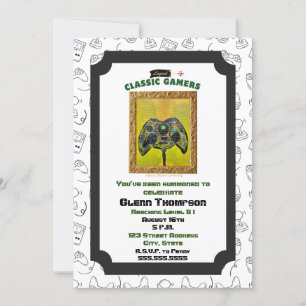 Classic Gamers Birthday Sick Box Invitation