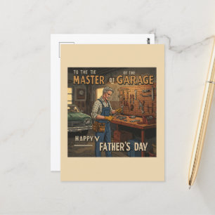 classic garage workshop for Father's Day Postcard
