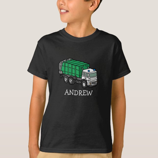 Classic Garbage/Recycle Truck with Kids Name T-Shirt (Front)