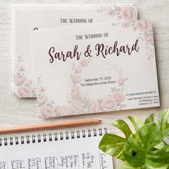 Classic Garden Clean White Floral Wedding  Envelope (Stacked)