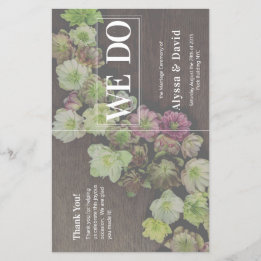 CLASSIC Garden Hellebore Wood Wedding Program