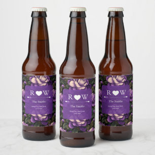 Classic Gardenias Fantasy Botanical Wedding Beer Bottle Label