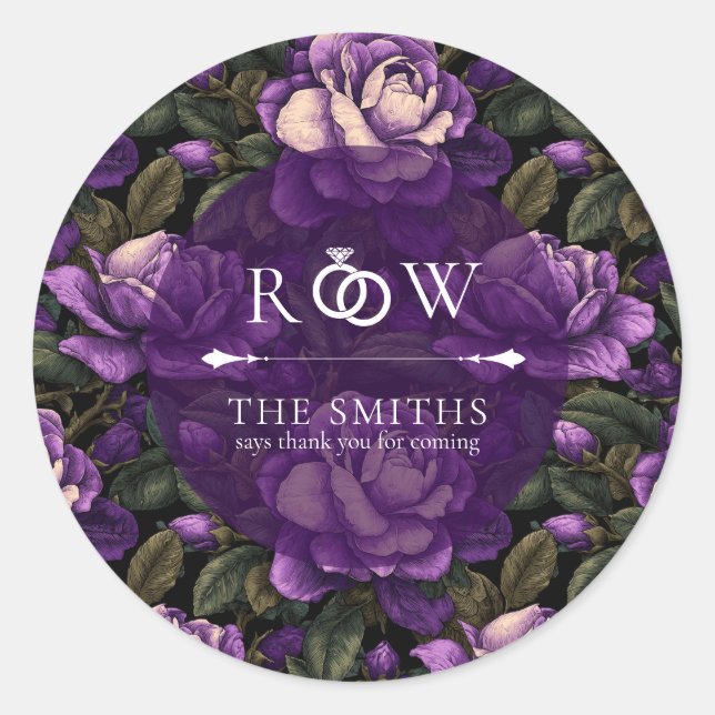 Classic Gardenias Greenery Wedding Round Sticker (Front)