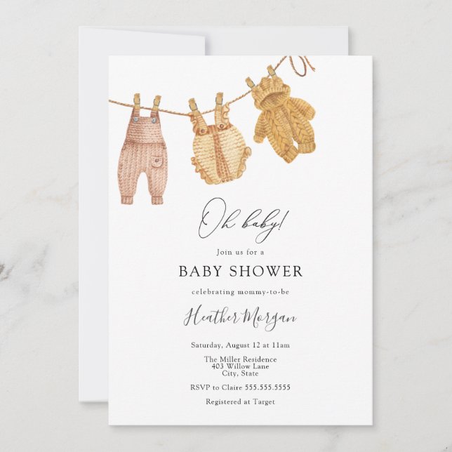 Classic Gender Neutral Baby Shower Invitation (Front)