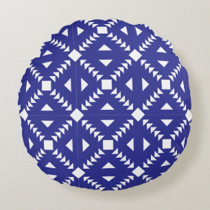 Classic Geometric Lattice & Diamond Micro-Pattern Round Cushion