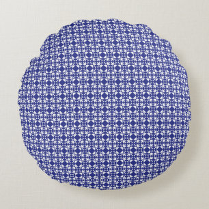 Classic Geometric Lattice & Diamond Micro-Pattern Round Cushion