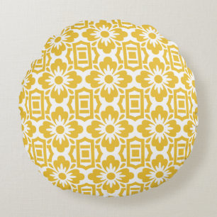 Classic Geometric Lattice & Diamond Micro-Pattern Round Cushion